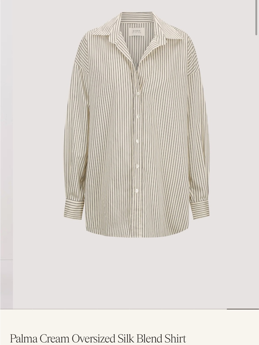 DISSH Palma Cream Oversized Button-Up Shirt with Black Pinstripes - Picture 7 of 11